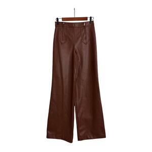 7 For All Mankind Wide Leg Brown Faux Leather Pants Size Women's 2